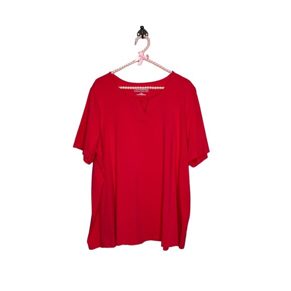 Catherines 1X 18/20W Dark Pink Suprema Collection Stretch Cotton Pleat Top Plus - Picture 2 of 5